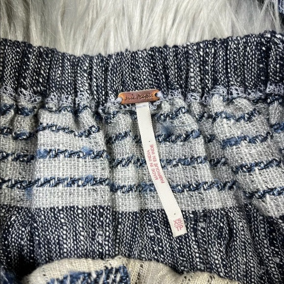 Free People All Lined Up Blue Multi Striped Puff Sleeve Mini Dress XS - Picture 3 of 12